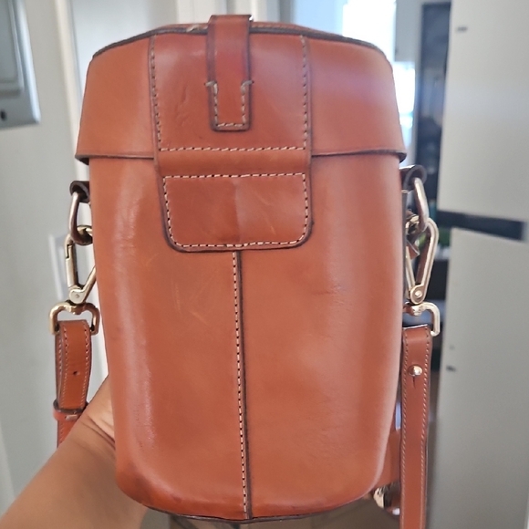 Boldrini CALF LEATHER Cognac Leathe Crossbody Bag - Picture 2 of 3